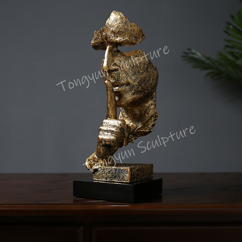 Bronze Human Face Statue Abstract Statue Sculpture Thinker Silence Is Golden Sculpture