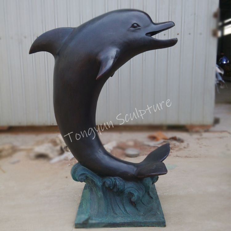 Outdoor Life Size Three Dolphins Bronze Sculpture Garden Water Fountain