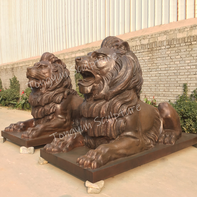 High Quality Brass Casting Life Size Lying Lion Bronze Statue