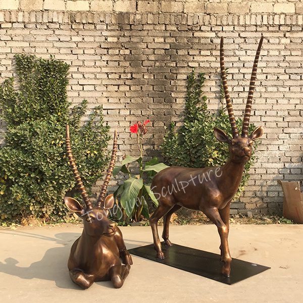 Life Size Garden Metal Animal Statue Bronze Antelope Sculpture