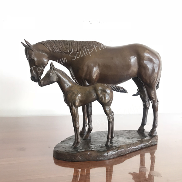 Bronze Horse Mother and Baby Horse Statue Indoor Decoration