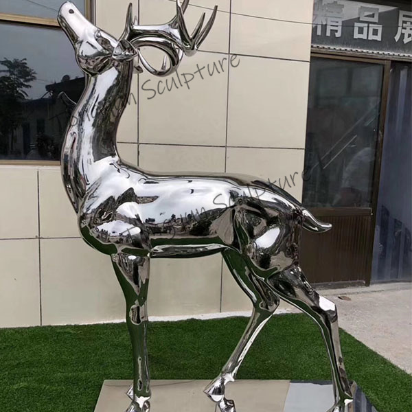 Outdoor Garden Decorative Large Animal Statue Metal Life Size Stainless Steel Deer Sculpture