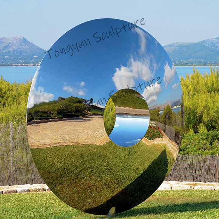 Large High Polished Modern Outdoor Garden Abstract Round Metal Stainless Steel Sculpture