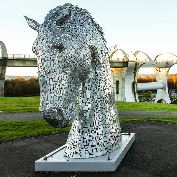 Custom Modern Life Size Landscape Decorative Abstract Stainless Steel White Large Horse Head Sculpture Statue