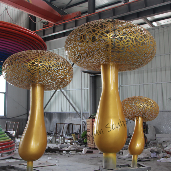 Outdoor Decor Modern Stainless Steel Garden Sculptures Outdoor Mushroom