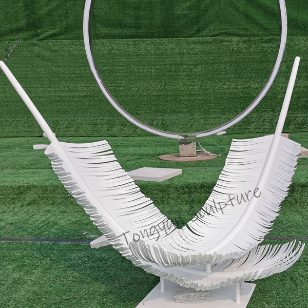 Large Outdoor Garden Statue Feather Metal Stainless Steel Sculpture