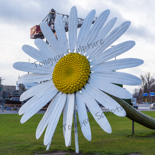 Modern Flower Sculpture Large Size Outdoor Sunflower Stainless Steel Statue