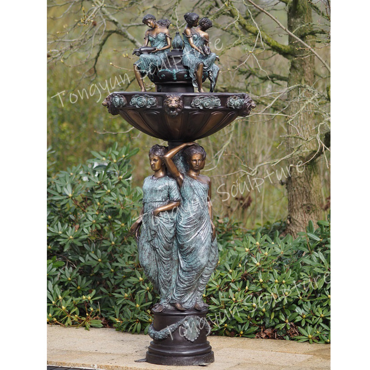 Customized Size Outdoor Garden Casting Bronze Lady Sculpture Fountain Western Woman Watering Fountain