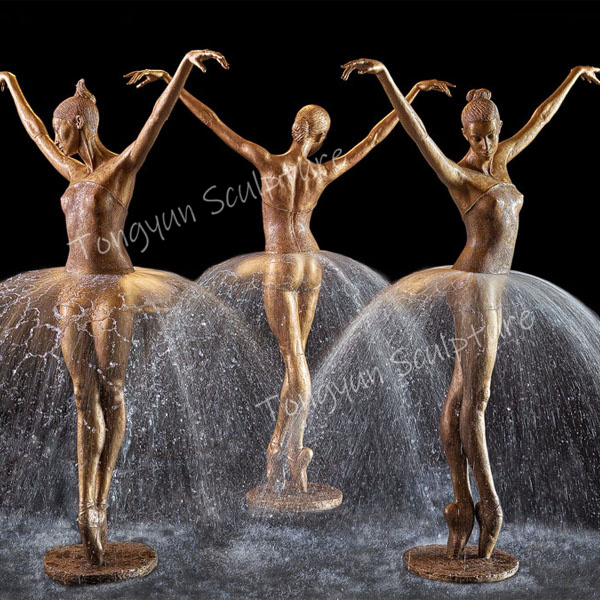 Modern Outdoor Life Size Metal Sculpture Lady Ballet Dancer Dancing Bronze Statue Water Fountain For Sale