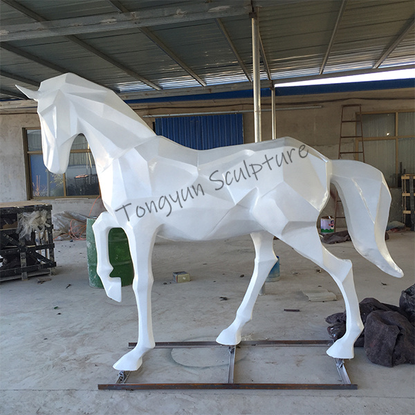 Outdoor Large Simulation Animal Sculpture Garden Landscape Sculpture Glass Steel Horse Sculpture