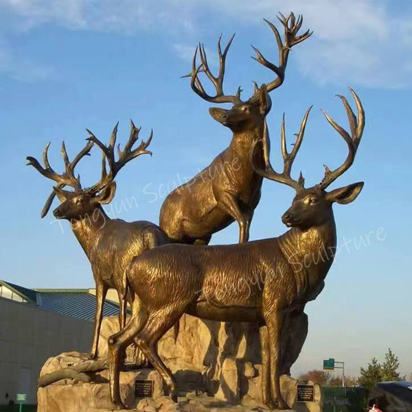 Outdoor Garden Animal Life Size Sculpture Bronze Deer Statue