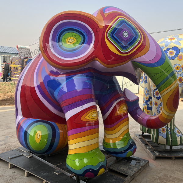 Outdoor Big Elephant Statue Fiberglass Steel Elephant Sculpture