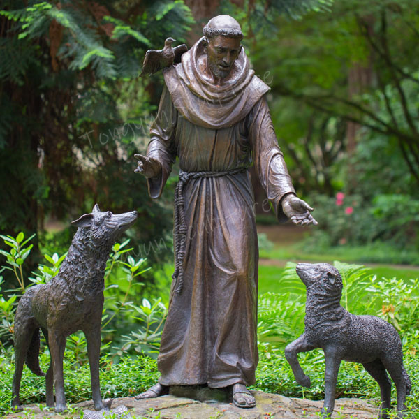 Church Garden Ornament Bronze Saint Francis Sculpture