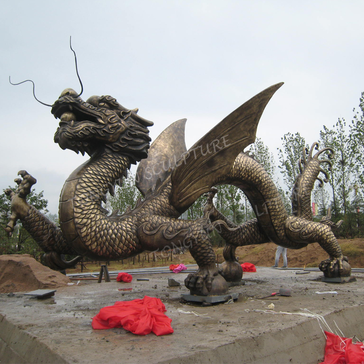 Garden Decoration Metal Chinese Bronze Dragon Statue Sculpture