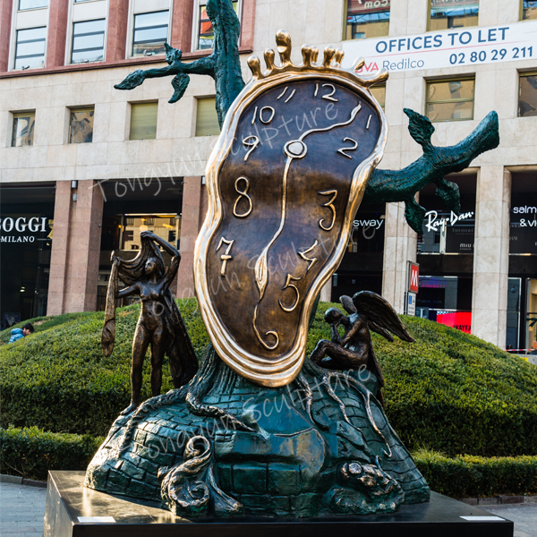 Modern Famous Design Large Size Outdoor Sculpture bronze Abstract Clock Salvador Dali Statue