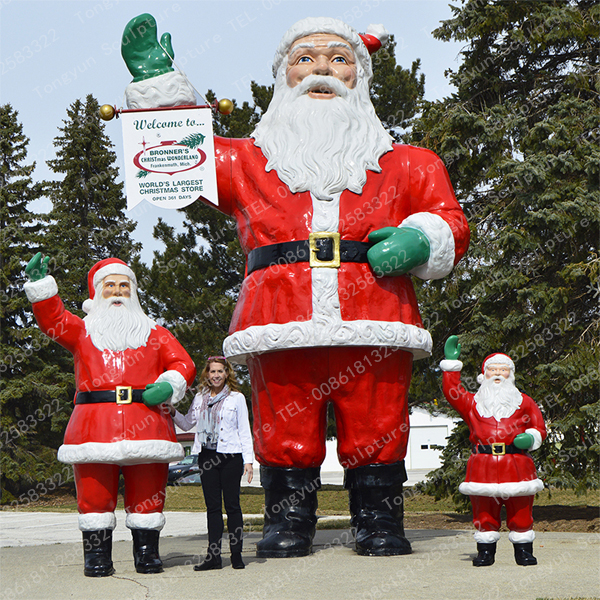 Fiberglass Steel Christmas Santa Claus Giant Sculpture Indoor Or Outdoor Decoration