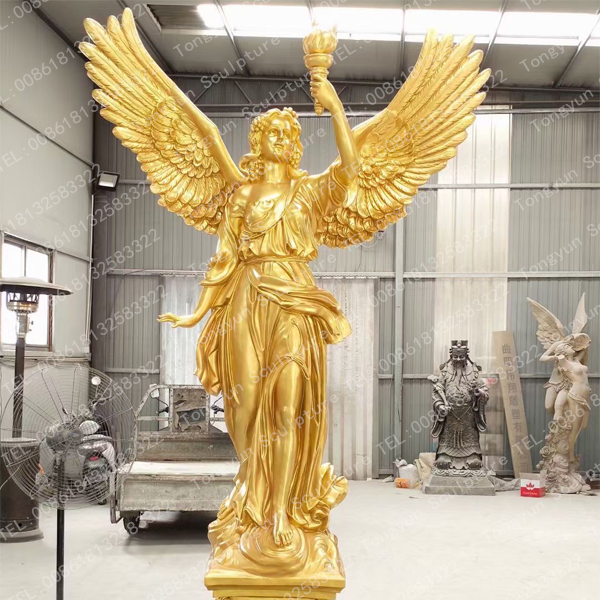 Customized Outdoor garden Life Size Fiberglass Sculpture Resin Angel Statue 