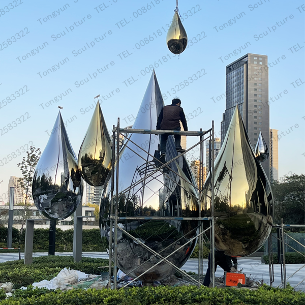 Wholesale Garden Modern Art Outdoor Stainless Steel Water Droplet Sculpture