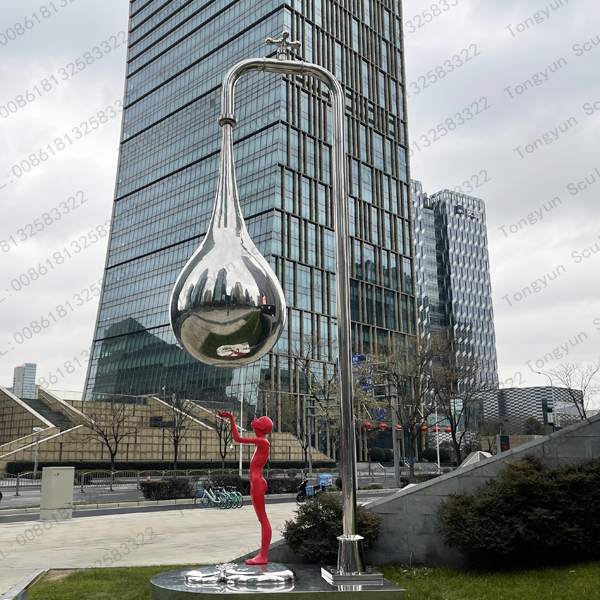 Hot Popular Custom Mirror Polished Modern Metal Art Statue Water Droplets Of Life Stainless Steel Outdoor Sculpture