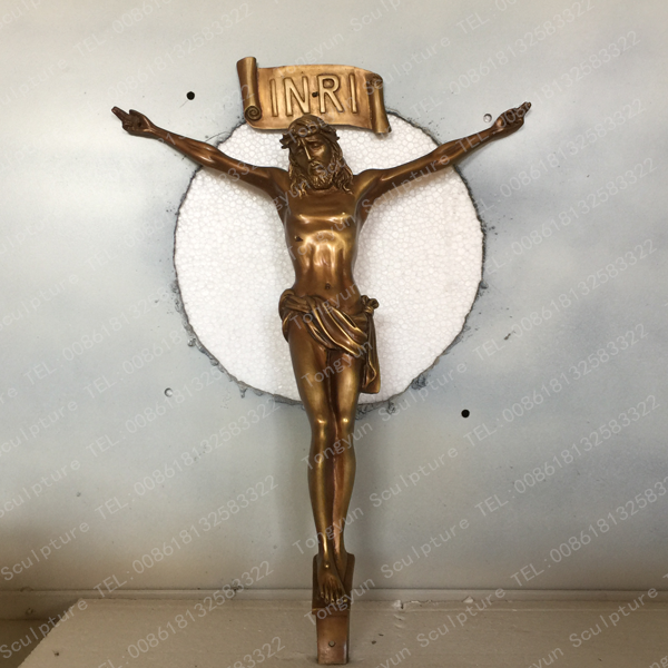 Catholic Religious Statues Bronze Jesus Cross Statue for Decor