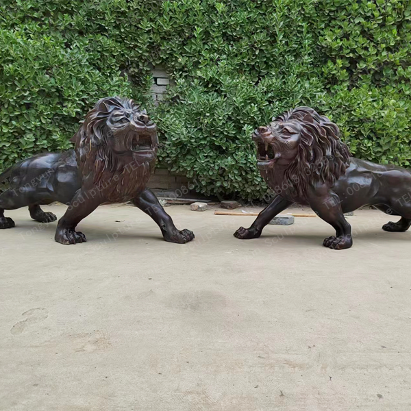 Hot Popular Outdoor Decoration Cast Bronze Lion Statue Life Size Decor Metal Art Animal Sculpture