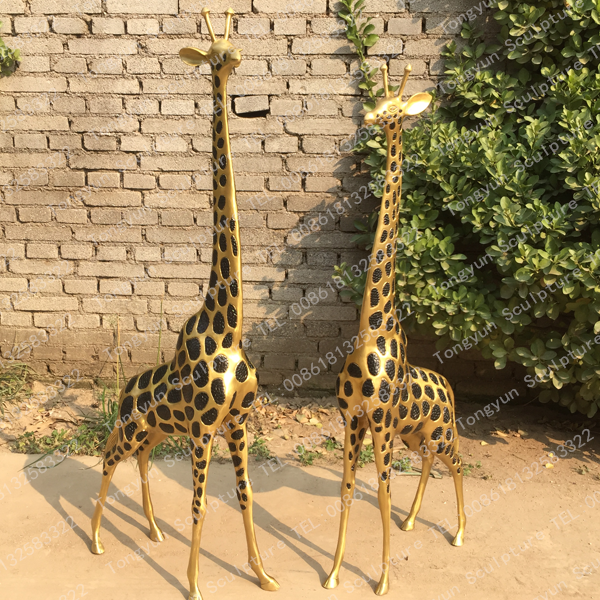 Outdoor Garden Decor Life Size Bronze Brass Giraffe Statue Sculpture