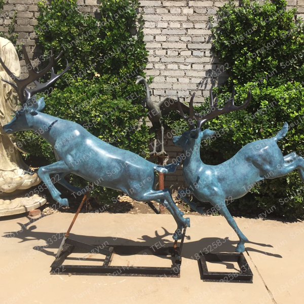 Outdoor Garden Casting Brass Copper Elk Statue Life Size Bronze Deer Sculpture