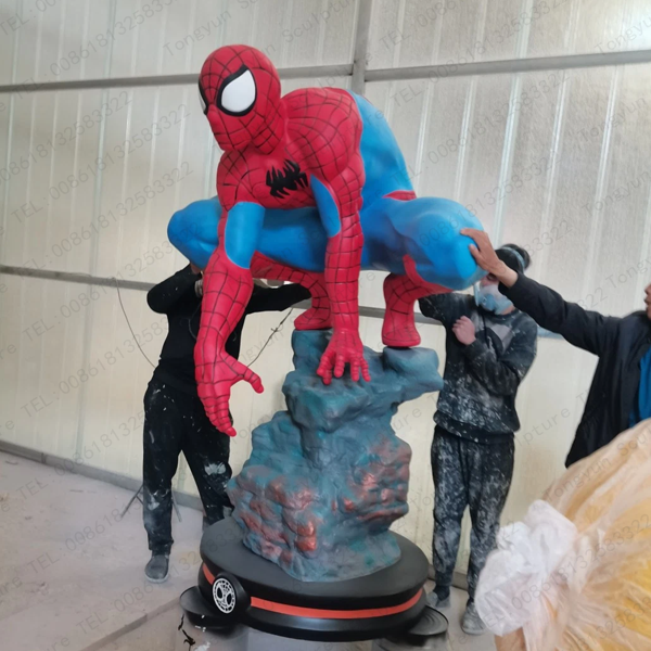 Life Size Resin Movie Hero Statue Fiberglass Spiderman Statue Sculpture