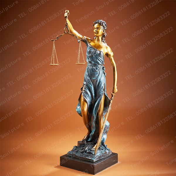 European Antique Bronze Greek Justice Goddess Statue Fair Angels Brass Sculpture Ornaments Desktop Home Decoration Gift