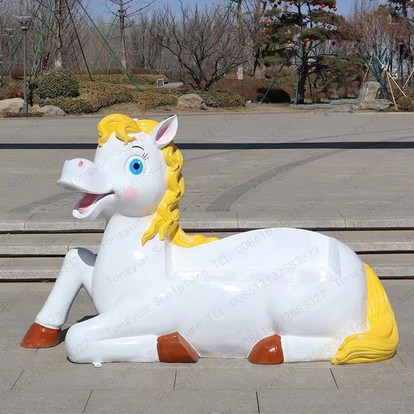 Life Size Fiberglass Animal Seat Cartoon Chairs Street Bench for Kindergarten Public Seating Bench