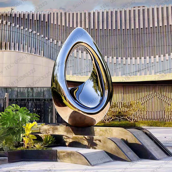 Large Style Mirror Polished Stainless Steel Abstract Sculpture