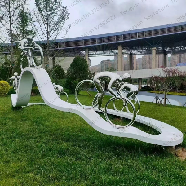 Outdoor Morden Metal Pop Art Square Garden Courtyard Large Style Abstract Stainless Steel Ring Sculpture