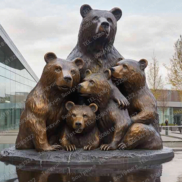 Large Outdoor Bronze Bear Family Statue for Garden