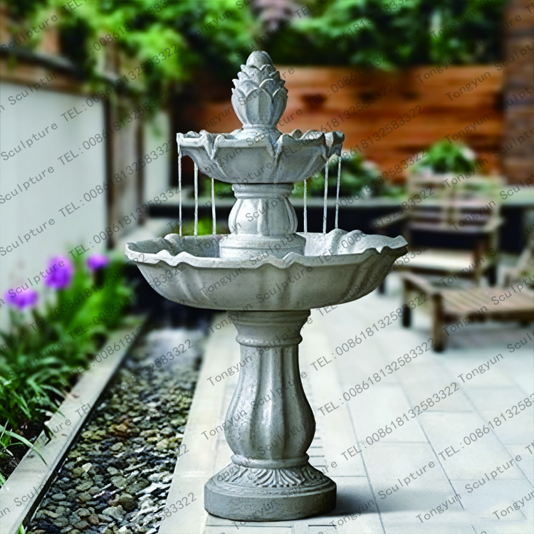 Indoor Outdoor Two Tiered Marble Water Fountain Sculpture Manufacture