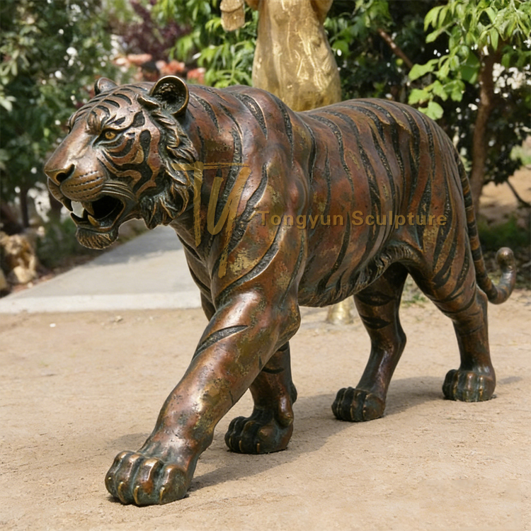 Outdoor Large Bronze Tiger Statue Life Size Animal Sculpture for Sale