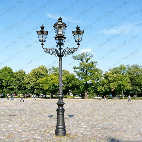 Outside Estate Backyard Bronze Light Street Lantern Post Lights With Long Lamp-post