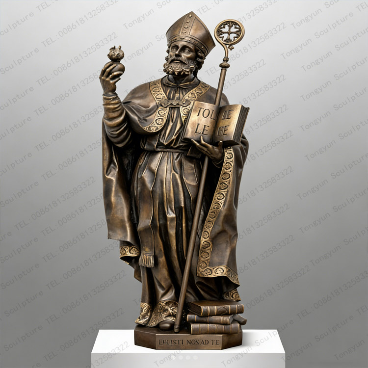 Custom Bronze St. Augustine Statue Godfather Church Father Sculpture Supplier