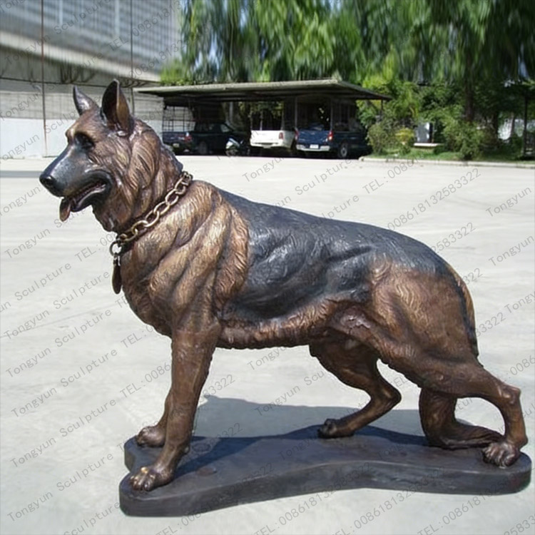 Custom Made Life Size German Shepherd Garden Statue Bronze Dog Memorial Statue for Sale
