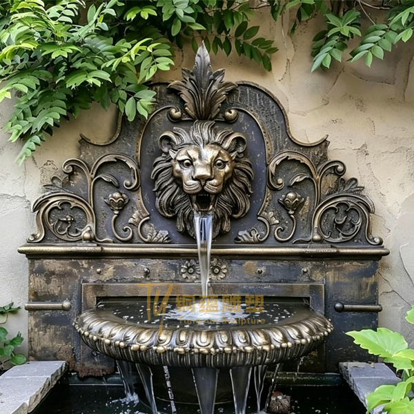 Antique Bronze Lion Head Wall Fountain Sculpture Supplier