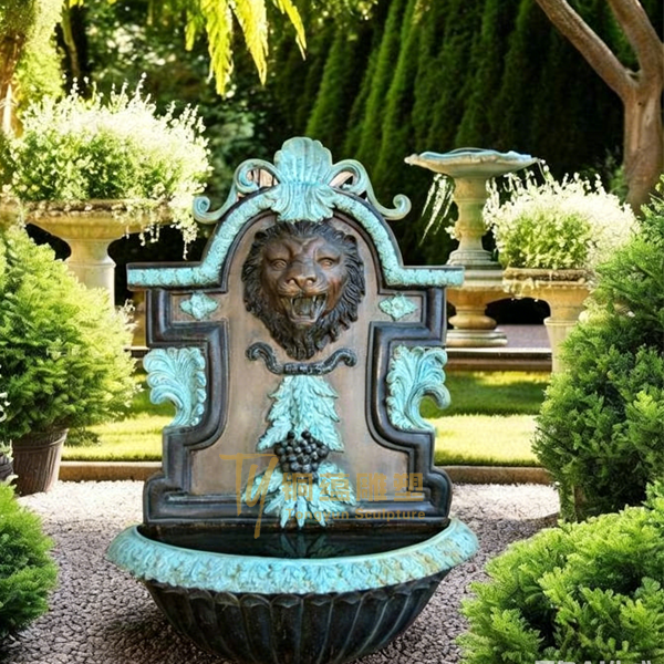 Custom Bronze Lion's Head Wall Fountain