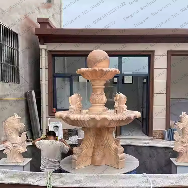 Marble Fish Water Garden Outdoor Fountain With Ball Sculpture.jpg