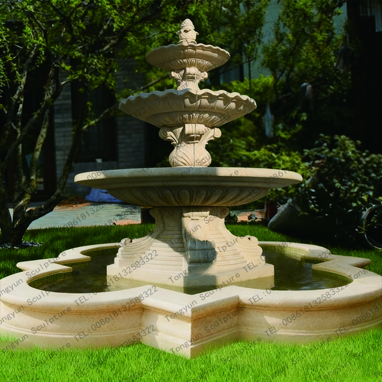 3 Tiered Sunset Red Marble Front Yard Fountain.jpg