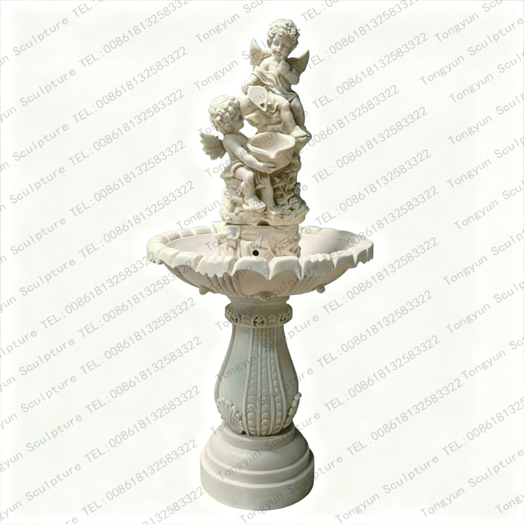 Three Cherub Statues Marble Garden  Wall Fountain.jpg Three Cherub Statues Marble Garden  Wall Fountain.jpg