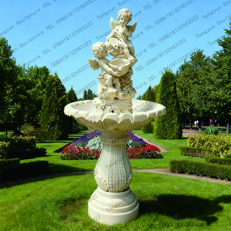 Three Cherub Statues Marble Garden  Wall Fountain.jpg Three Cherub Statues Marble Garden  Wall Fountain.jpg