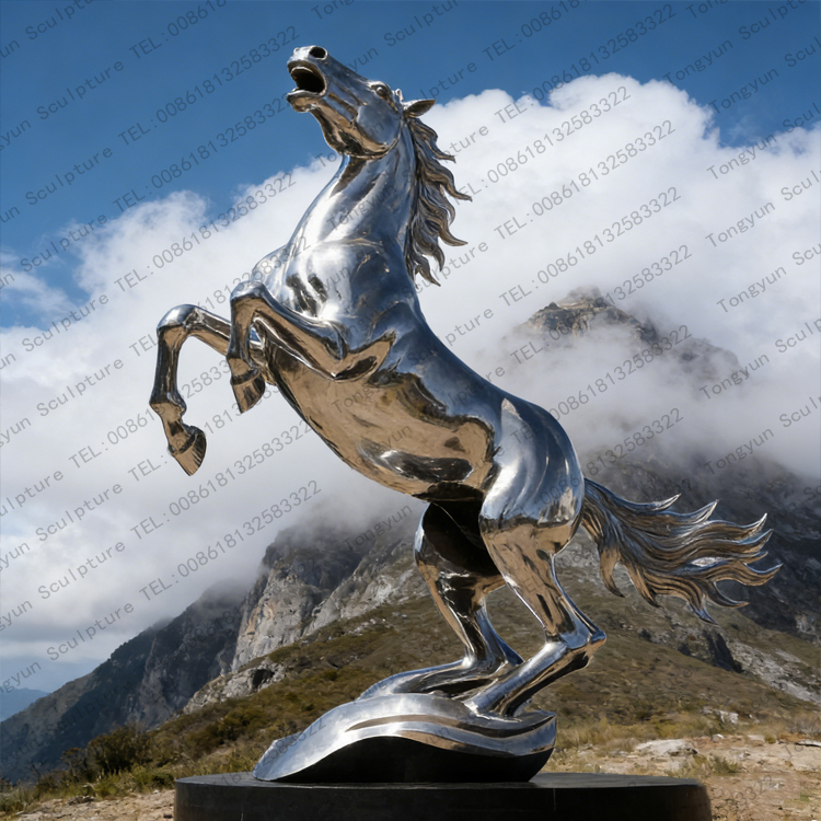 Stainless steel Life size metal horse sculpture for sale.jpg