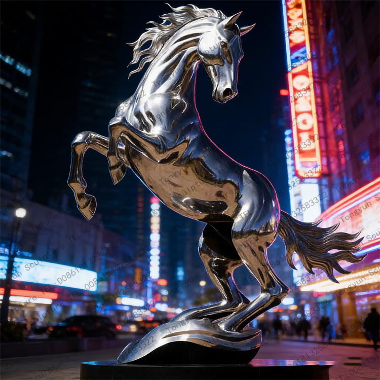 Stainless steel Life size metal horse sculpture for sale.jpg