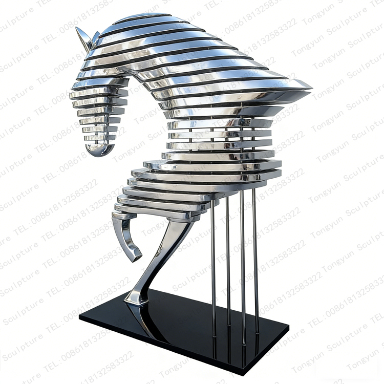 Abstract Stainless Steel Half-Body Horse Modernist Sculpture.jpg