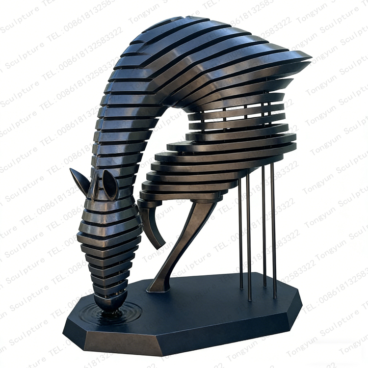 Abstract Stainless Steel Half-Body Horse Modernist Sculpture.jpg