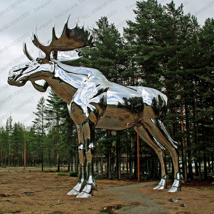 Landscape Garden Decoration Large Stainless Steel abstract metal moose sculpture.jpg