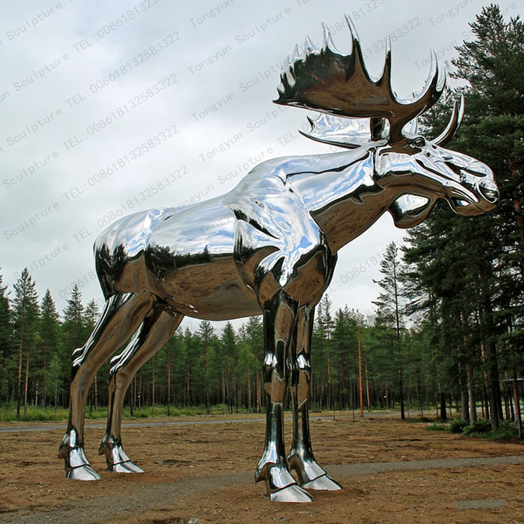 Landscape Garden Decoration Large Stainless Steel abstract metal moose sculpture.jpg